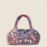 BOLT19 Bolso Terciopelo Gris Flores