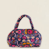 BOLT23 Bolso Terciopelo Floral Azul Marino