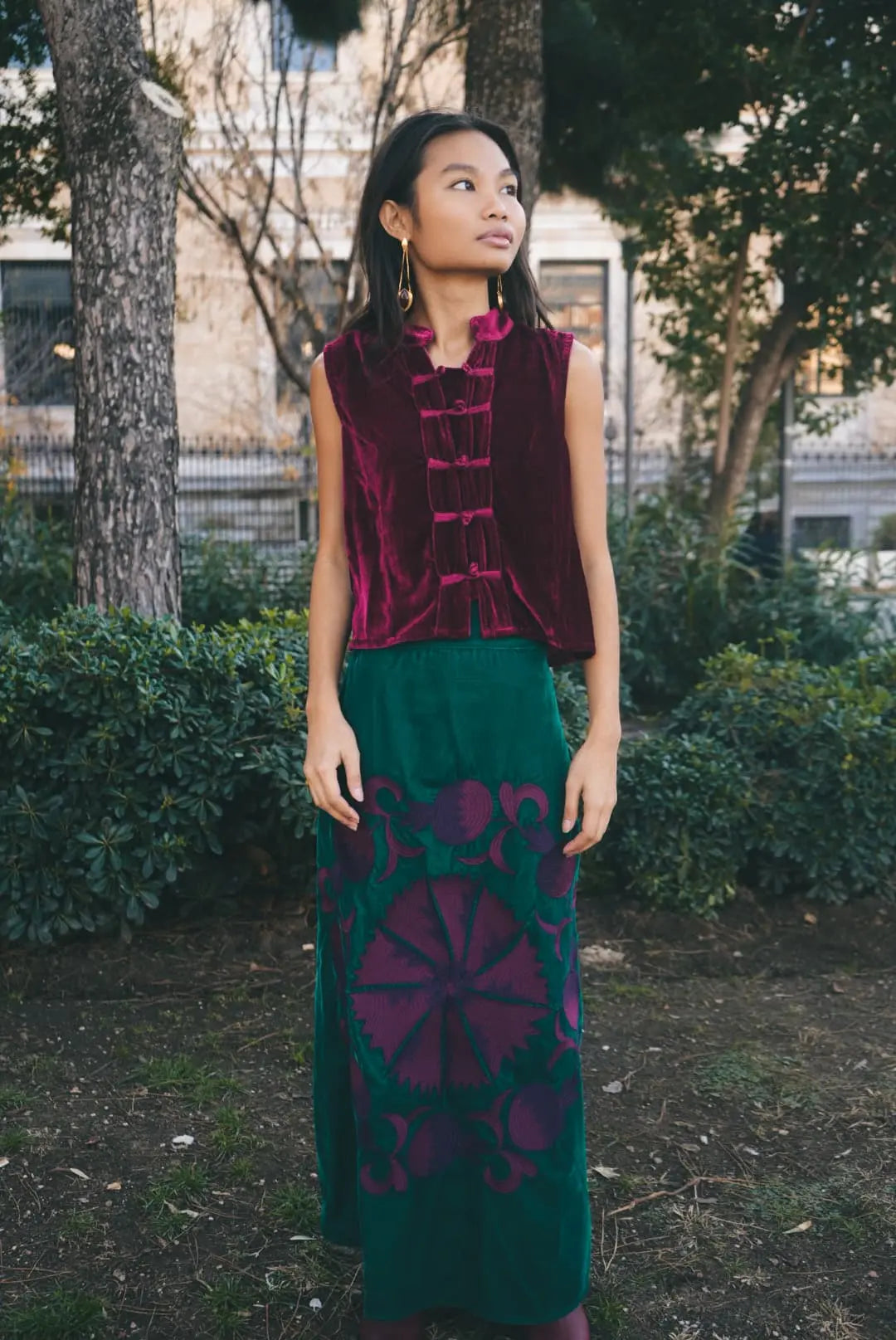 Falda Suzani Velvet Verde-The Nook Store