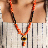 Collar Cecile Corales Bicolor Naranja-Negro CO93-The Nook Store