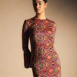 Vestido Tropical Paisley Mostaza y Rosa-The Nook Store