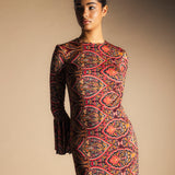 Vestido Tropical Paisley Mostaza y Rosa-The Nook Store
