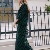 Falda Terciopelo Bordado Zig Zag Verde Kaki