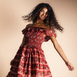 Vestido Mikara Rojo Flores Vest38-The Nook Store