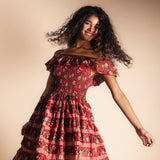 Vestido Mikara Rojo Flores Vest38-The Nook Store