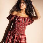 Vestido Mikara Rojo Flores Vest38-The Nook Store