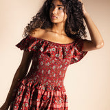 Vestido Mikara Rojo Flores Vest38-The Nook Store