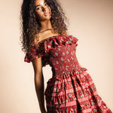 Vestido Mikara Rojo Flores Vest38-The Nook Store
