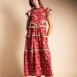 Vestido Lomba Rojo Flores Vest42-The Nook Store