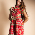 Vestido Lomba Rojo Flores Vest42-The Nook Store