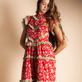Vestido Lomba Rojo Flores Vest42-The Nook Store