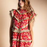 Vestido Lomba Rojo Flores Vest42-The Nook Store