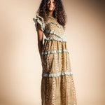 Vestido Lomba Vainilla Rayas y Flores Vest44-The Nook Store