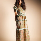 Vestido Lomba Vainilla Rayas y Flores Vest44-The Nook Store