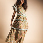 Vestido Lomba Vainilla Rayas y Flores Vest44-The Nook Store