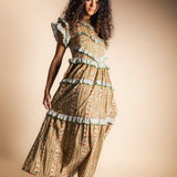 Vestido Lomba Vainilla Rayas y Flores Vest44-The Nook Store