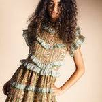 Vestido Lomba Vainilla Rayas y Flores Vest44-The Nook Store