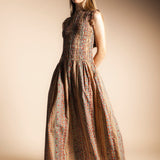 Vestido Bihar Multiprint Verde, Crudo y Rosa Vest50-The Nook Store