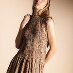 Vestido Bihar Multiprint Verde, Crudo y Rosa Vest50-The Nook Store