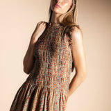 Vestido Bihar Multiprint Verde, Crudo y Rosa Vest50-The Nook Store