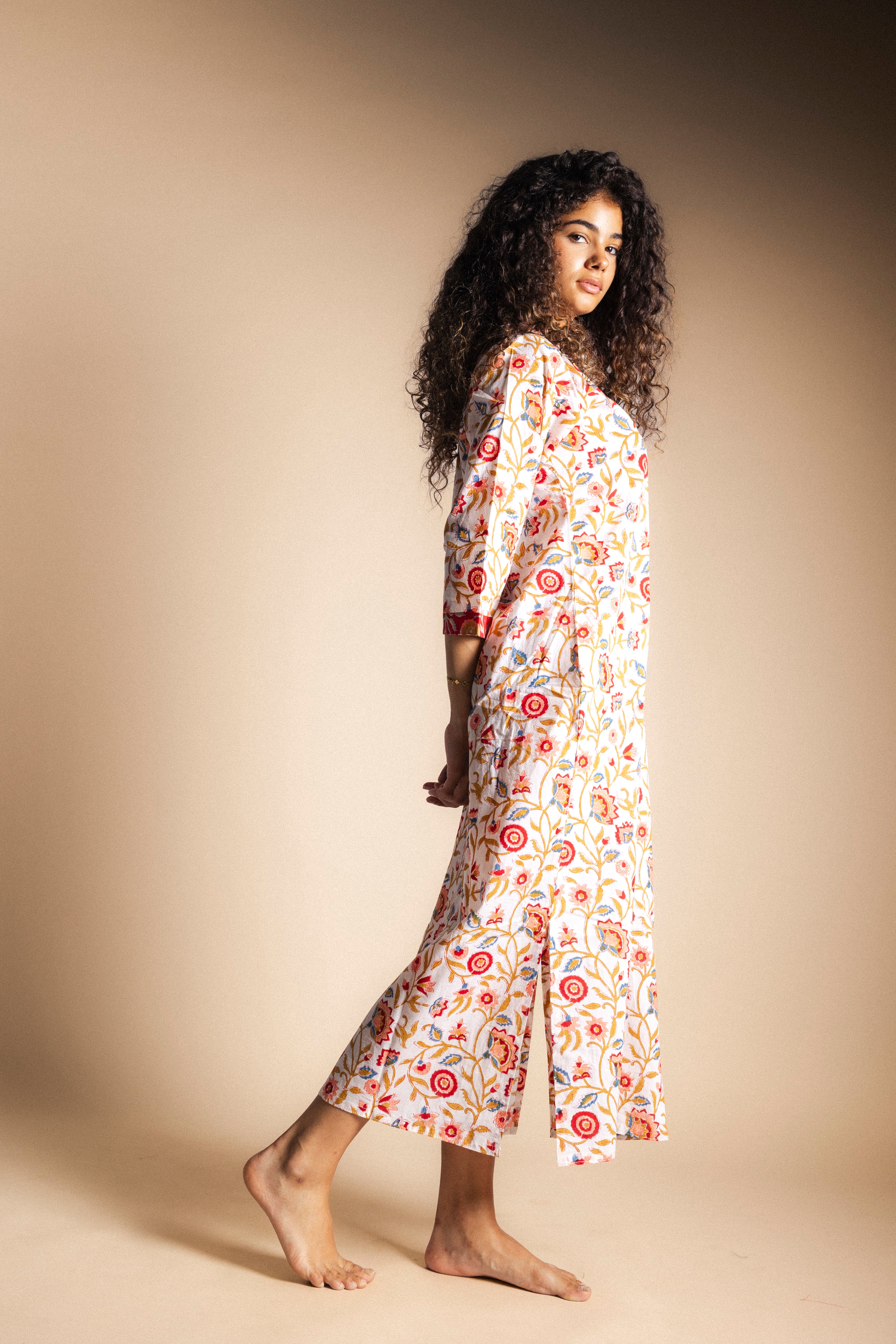 Vestido Saona Blanco Flores Multicolor VEST45-The Nook Store