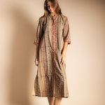 Vestido Saona Multiprint Verde Crudo y Rosa VEST46-The Nook Store