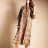 Vestido Saona Multiprint Verde Crudo y Rosa VEST46-The Nook Store