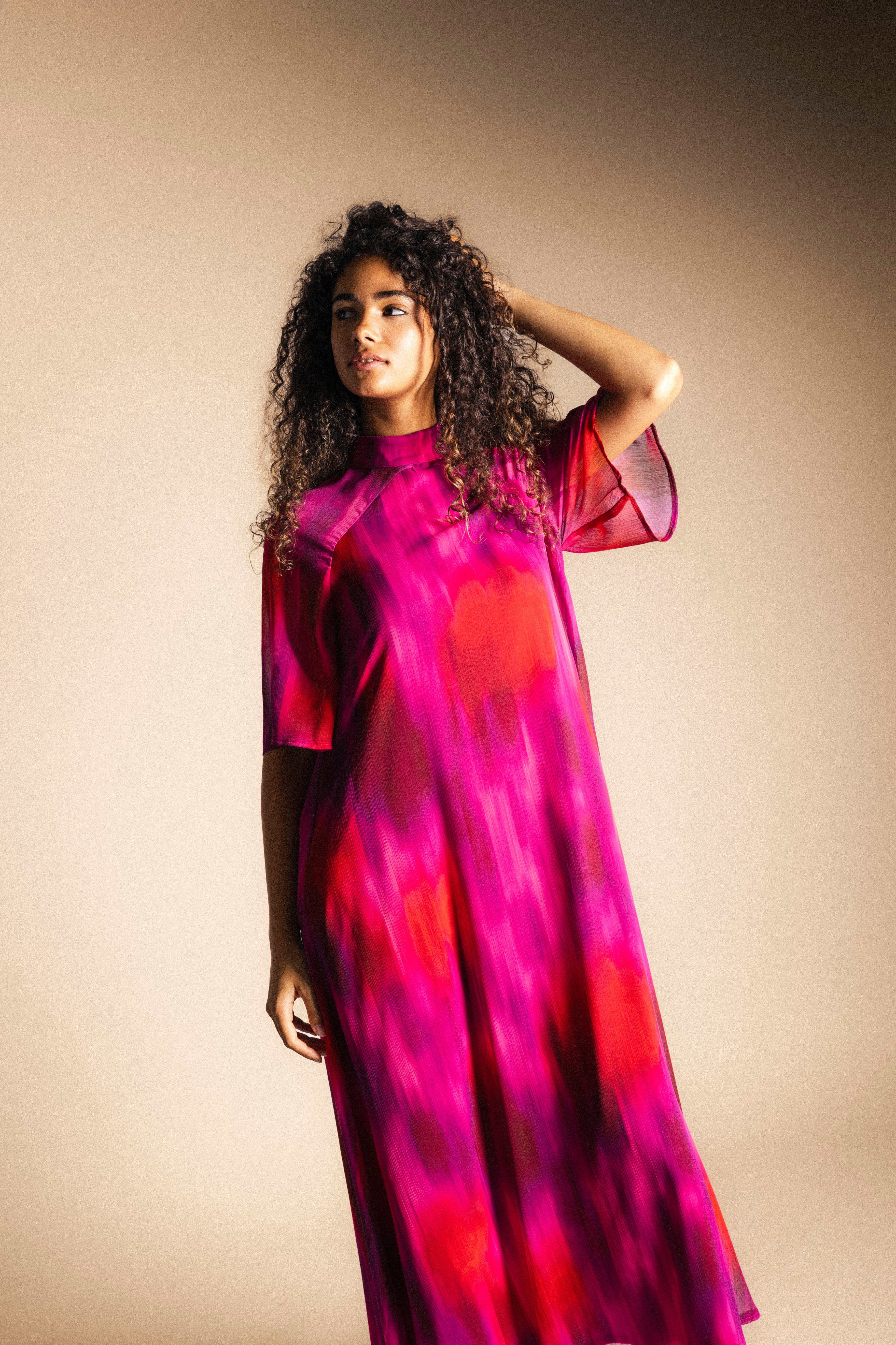 Vestido Alice Manga Corta Degradado Fucsia AL13-The Nook Store