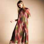 Vestido Alice Manga Corta Degradado Verde y Burdeos AL14-The Nook Store