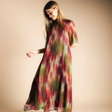 Vestido Alice Manga Corta Degradado Verde y Burdeos AL14-The Nook Store