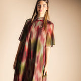 Vestido Alice Manga Corta Degradado Verde y Burdeos AL14-The Nook Store