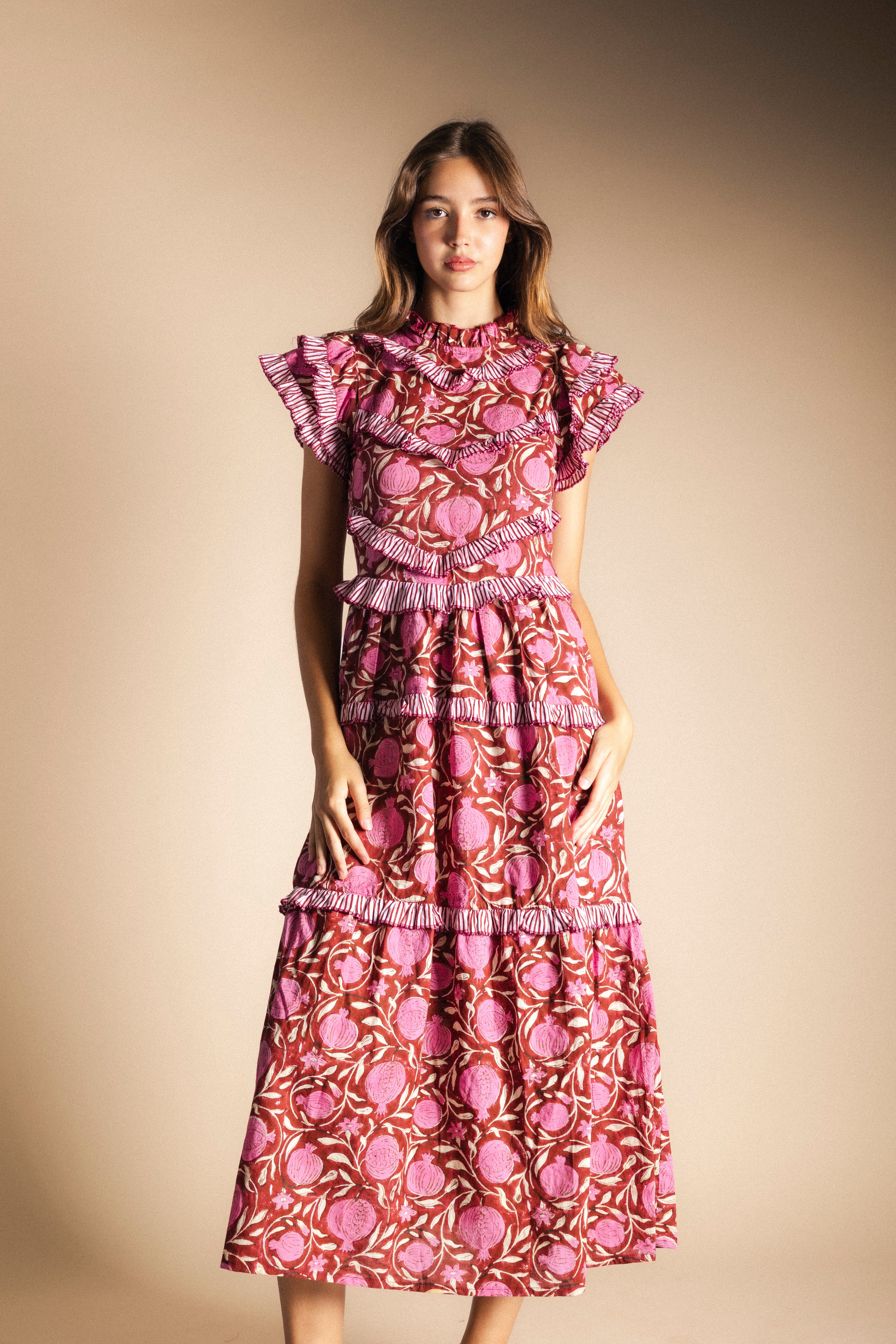 Vestido Lomba Granadas Rosa Vest52-The Nook Store