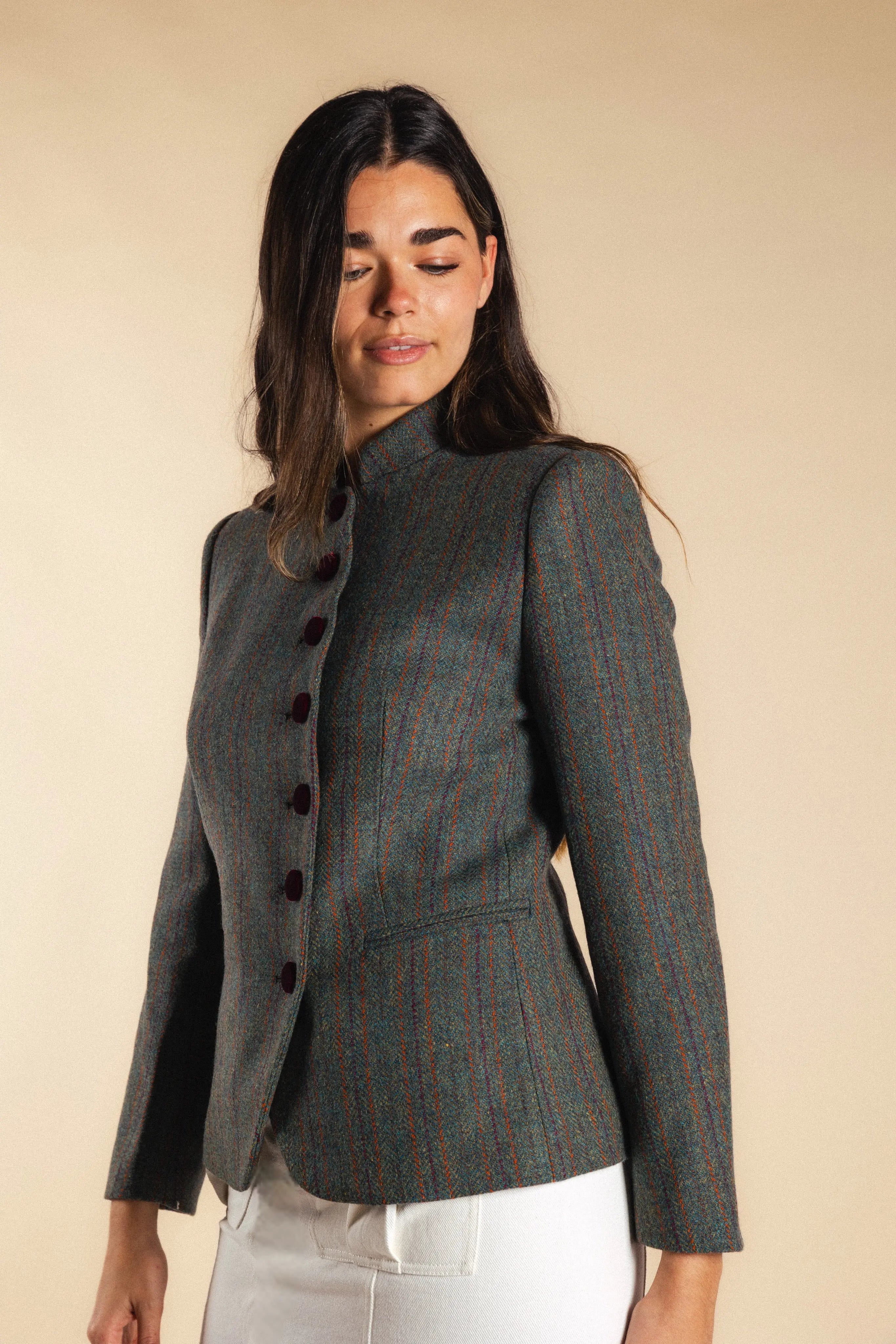 Chaqueta Emily Verde Plomo Rayas Naranjas y Burdeos CHQ35 thenookstore-new