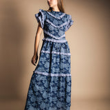 Vestido Lomba Flores Azul Vest53-The Nook Store