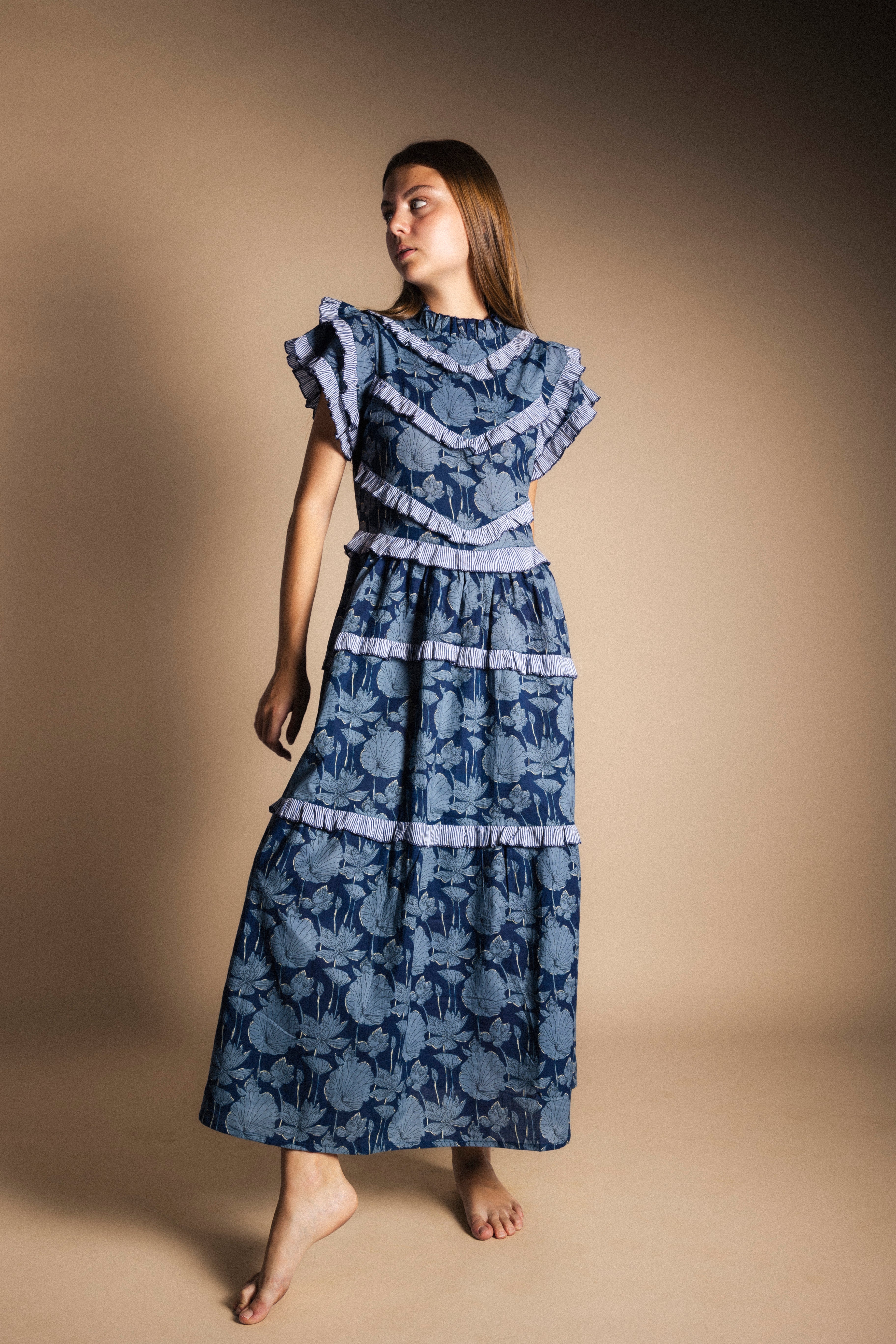 Vestido Lomba Flores Azul Vest53-The Nook Store