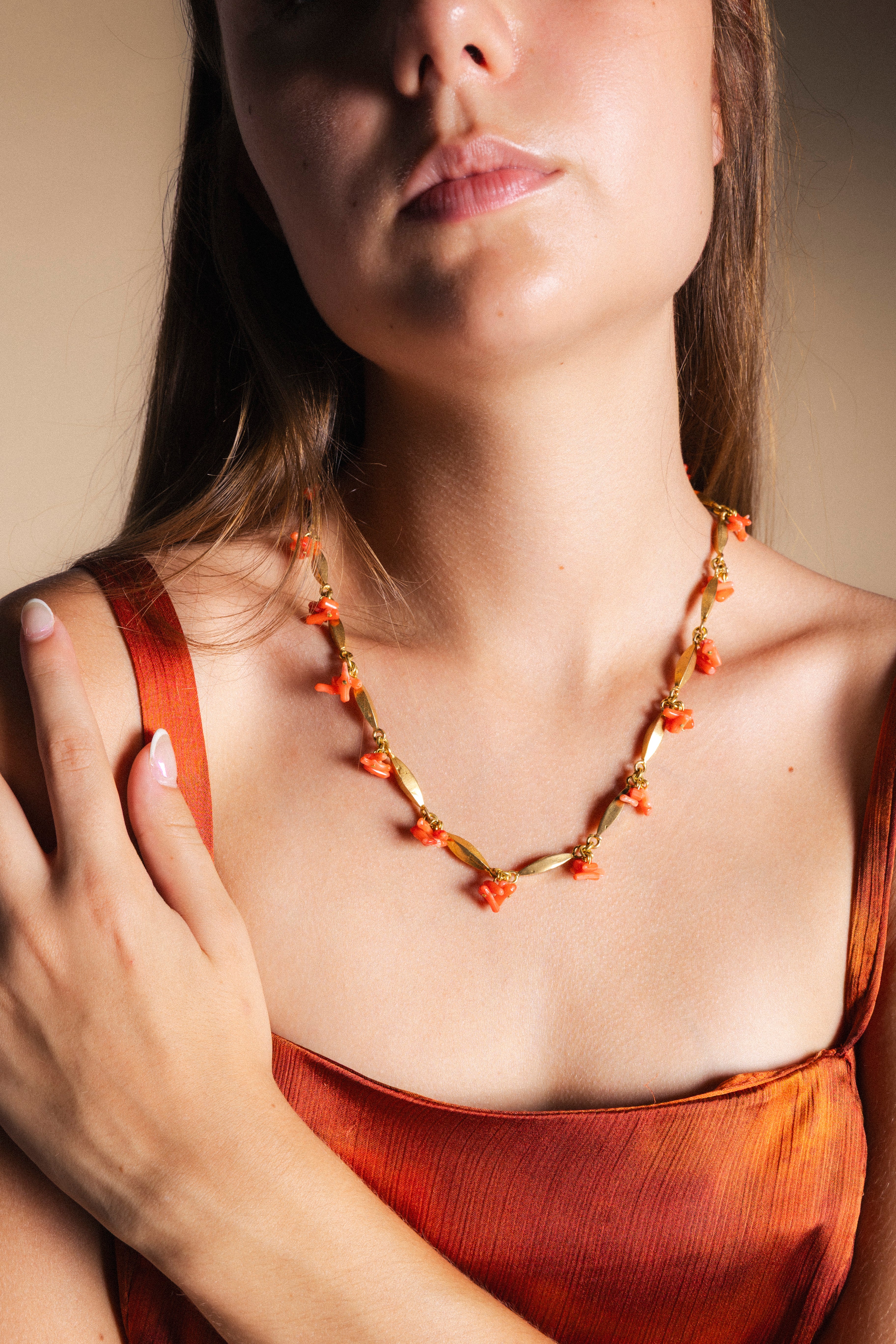 Collar Coral and Gold CO64-The Nook Store