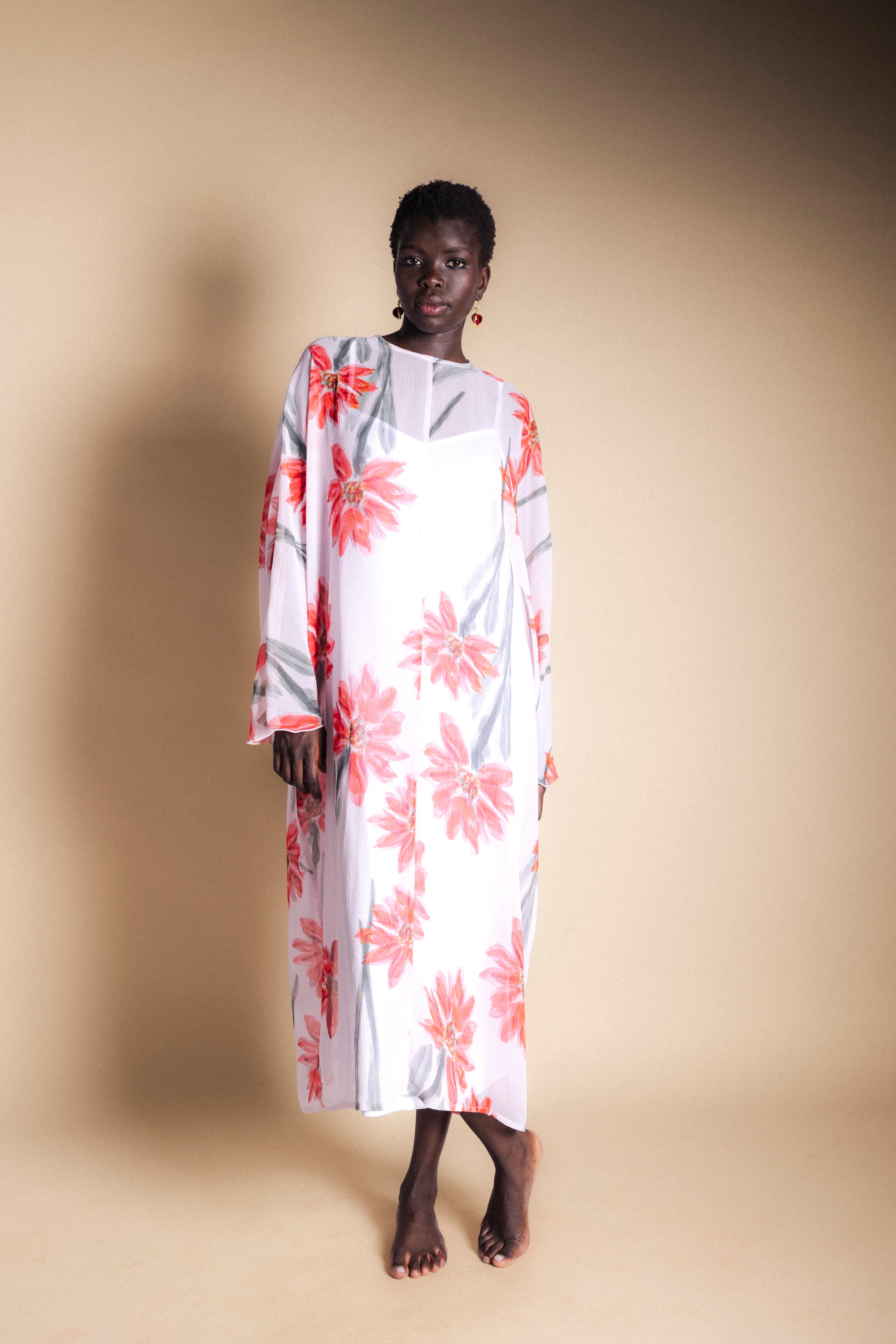 Vestido Batte Crudo Flor Con Tallo Vest40-The Nook Store
