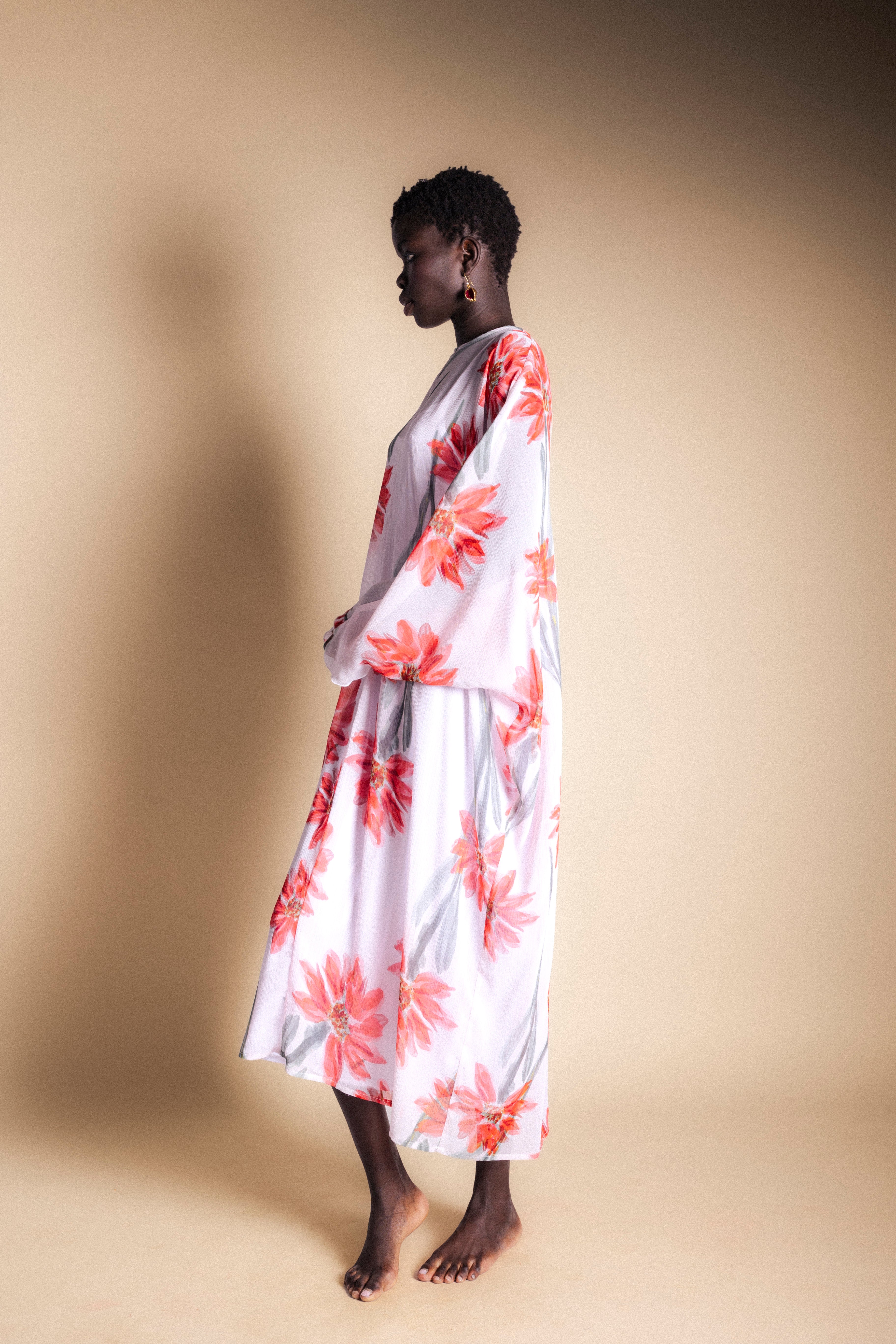 Vestido Batte Crudo Flor Con Tallo Vest40-The Nook Store