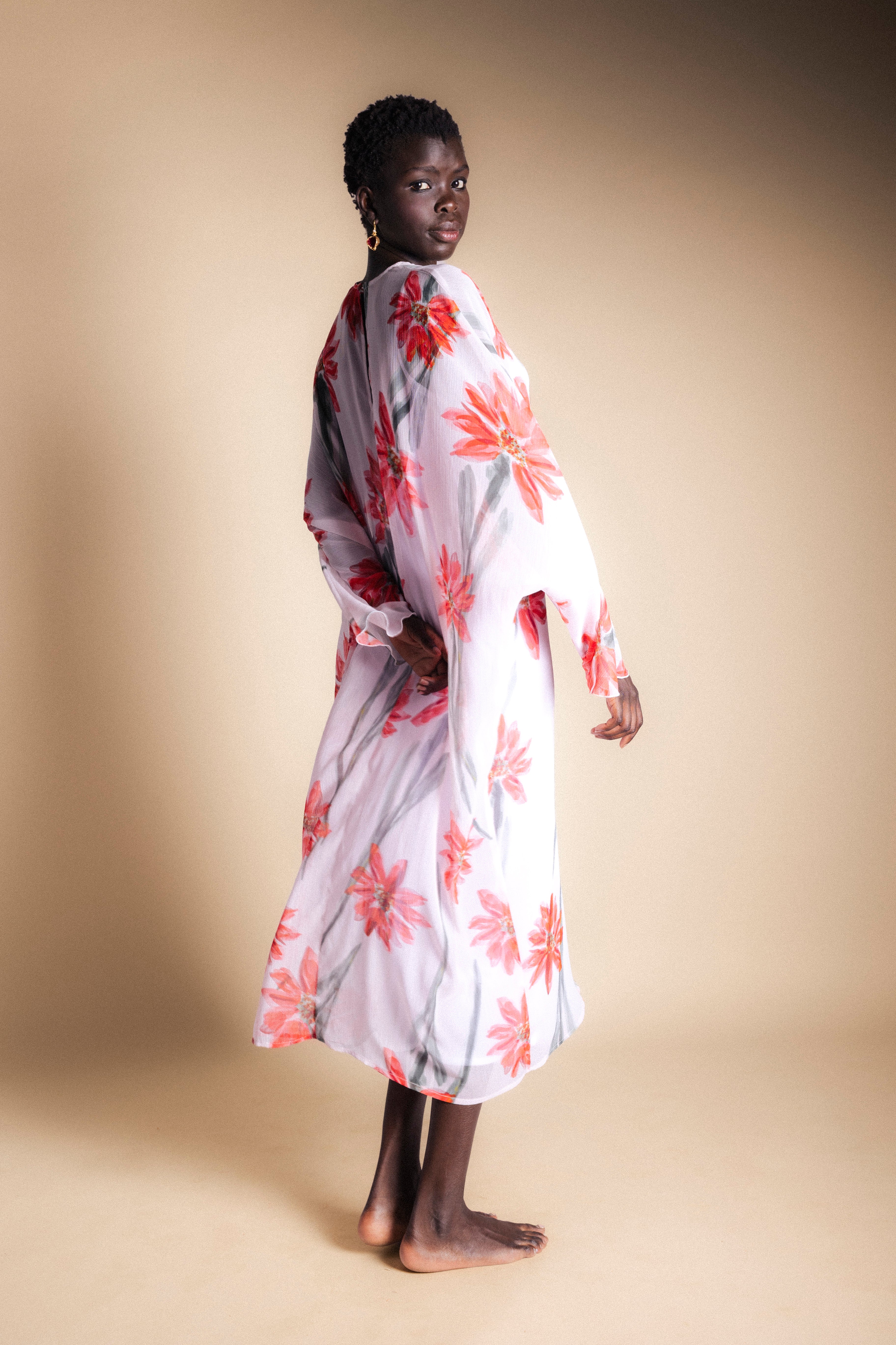 Vestido Batte Crudo Flor Con Tallo Vest40-The Nook Store