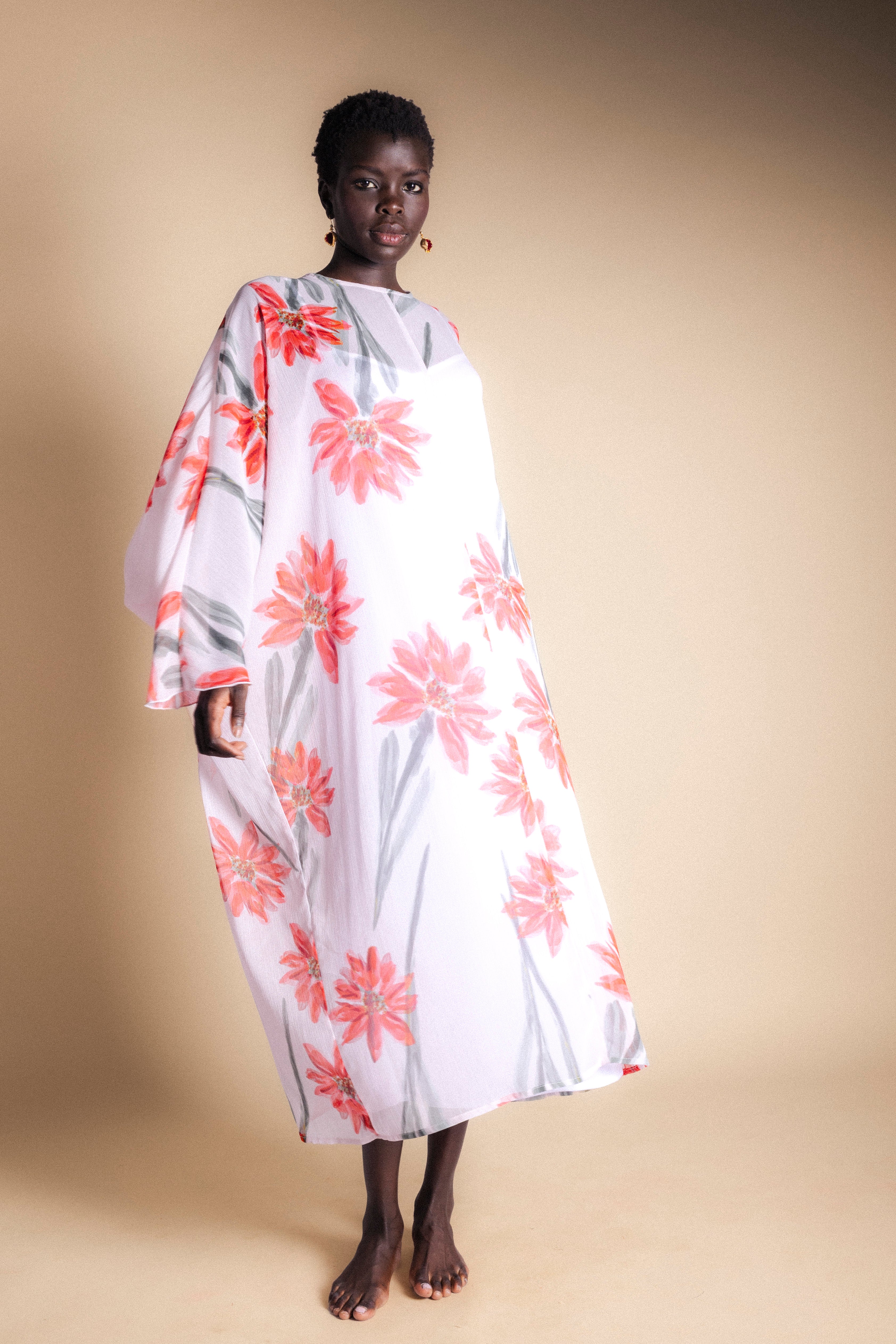 Vestido Batte Crudo Flor Con Tallo Vest40-The Nook Store
