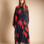 Vestido Batte Negro Flor Con Tallo Vest41-The Nook Store