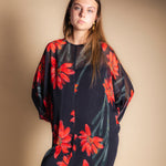 Vestido Batte Negro Flor Con Tallo Vest41-The Nook Store