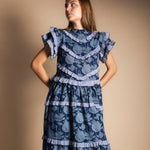 Vestido Lomba Flores Azul Vest53-The Nook Store