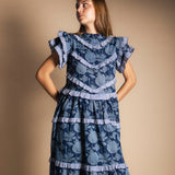 Vestido Lomba Flores Azul Vest53-The Nook Store