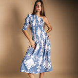Vestido Adriana Ikat Blue and White-The Nook Store