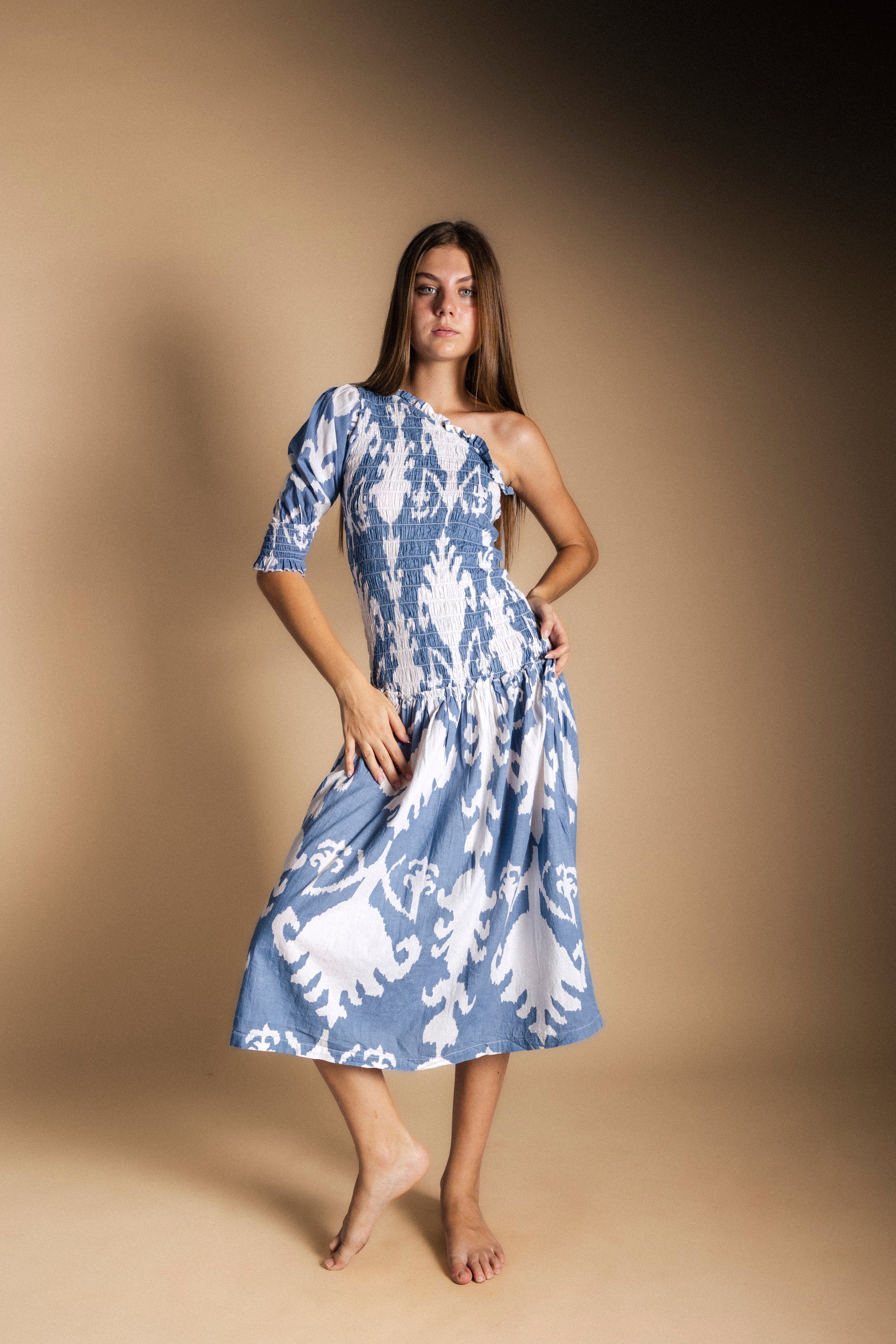 Vestido Adriana Ikat Blue and White-The Nook Store