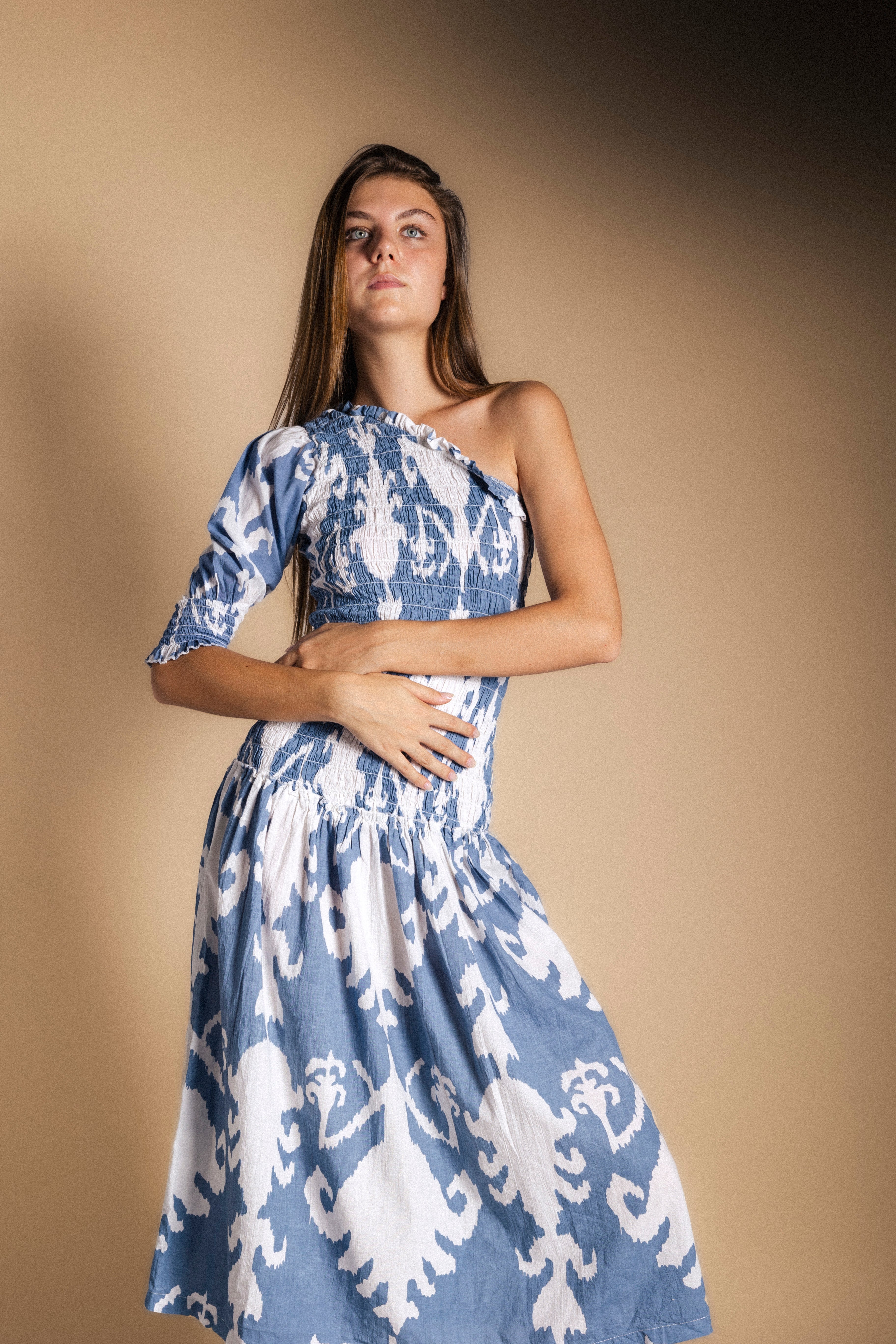 Vestido Adriana Ikat Blue and White-The Nook Store