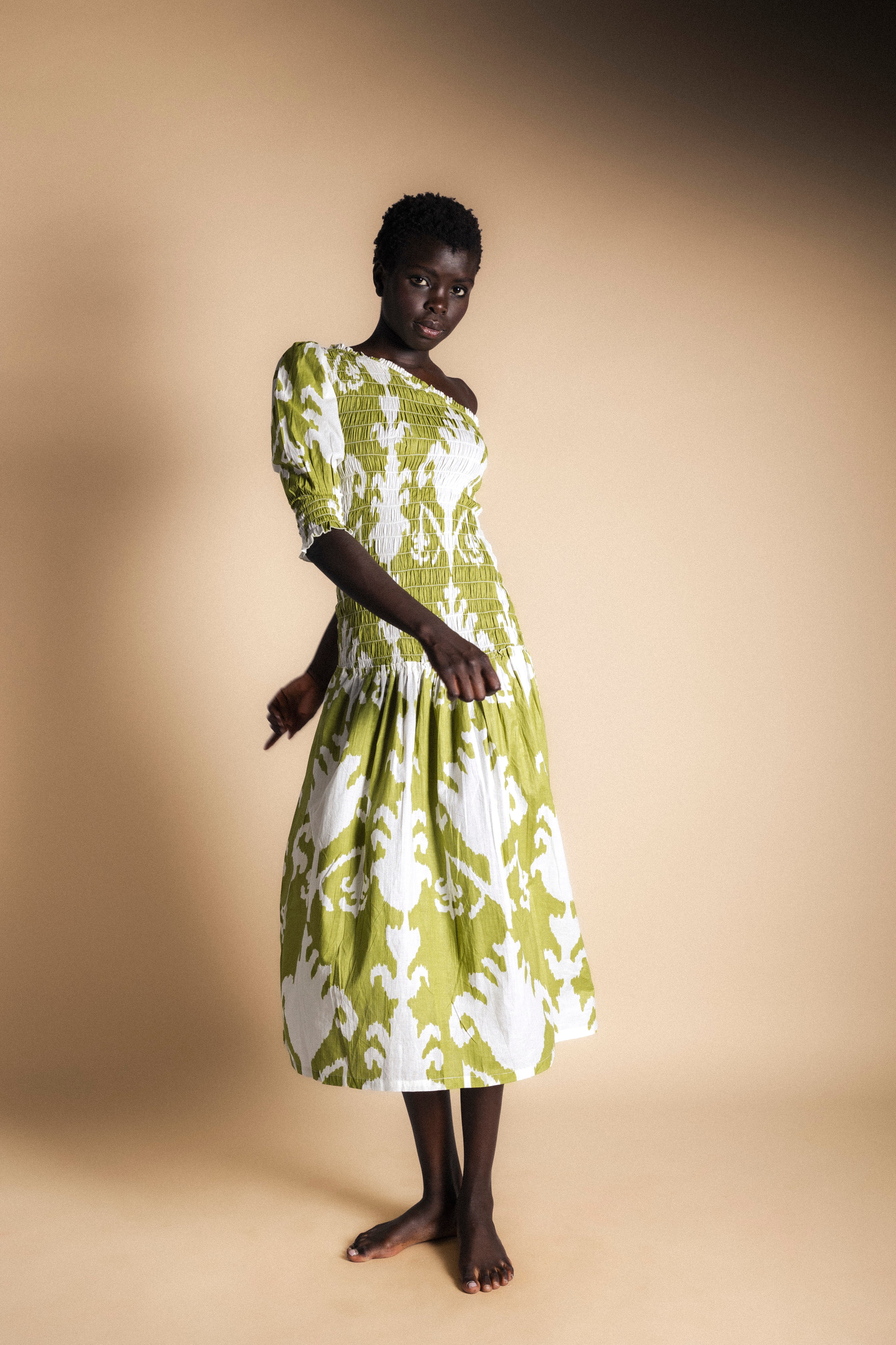 Vestido Adriana Ikat Green and White-The Nook Store
