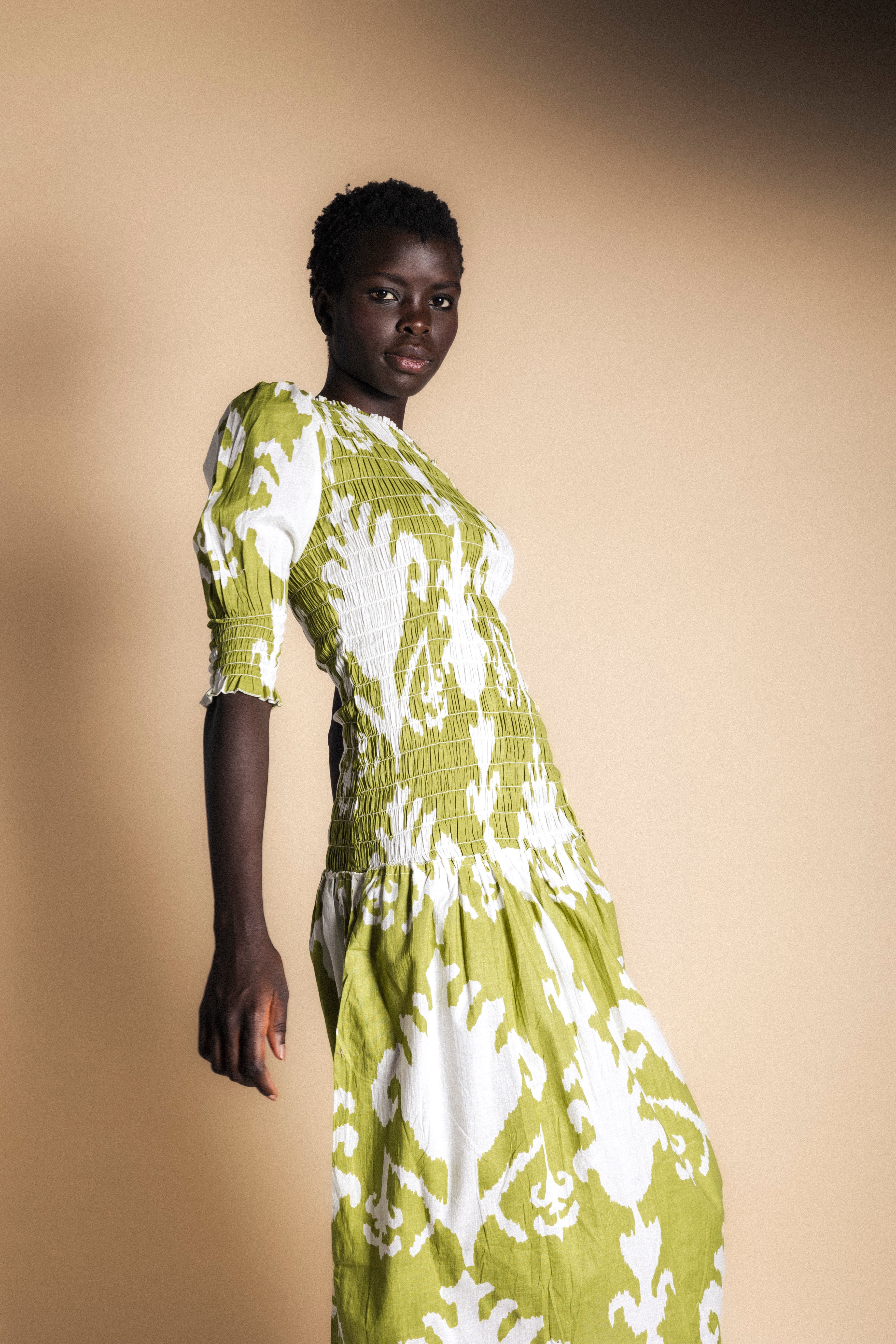Vestido Adriana Ikat Green and White-The Nook Store