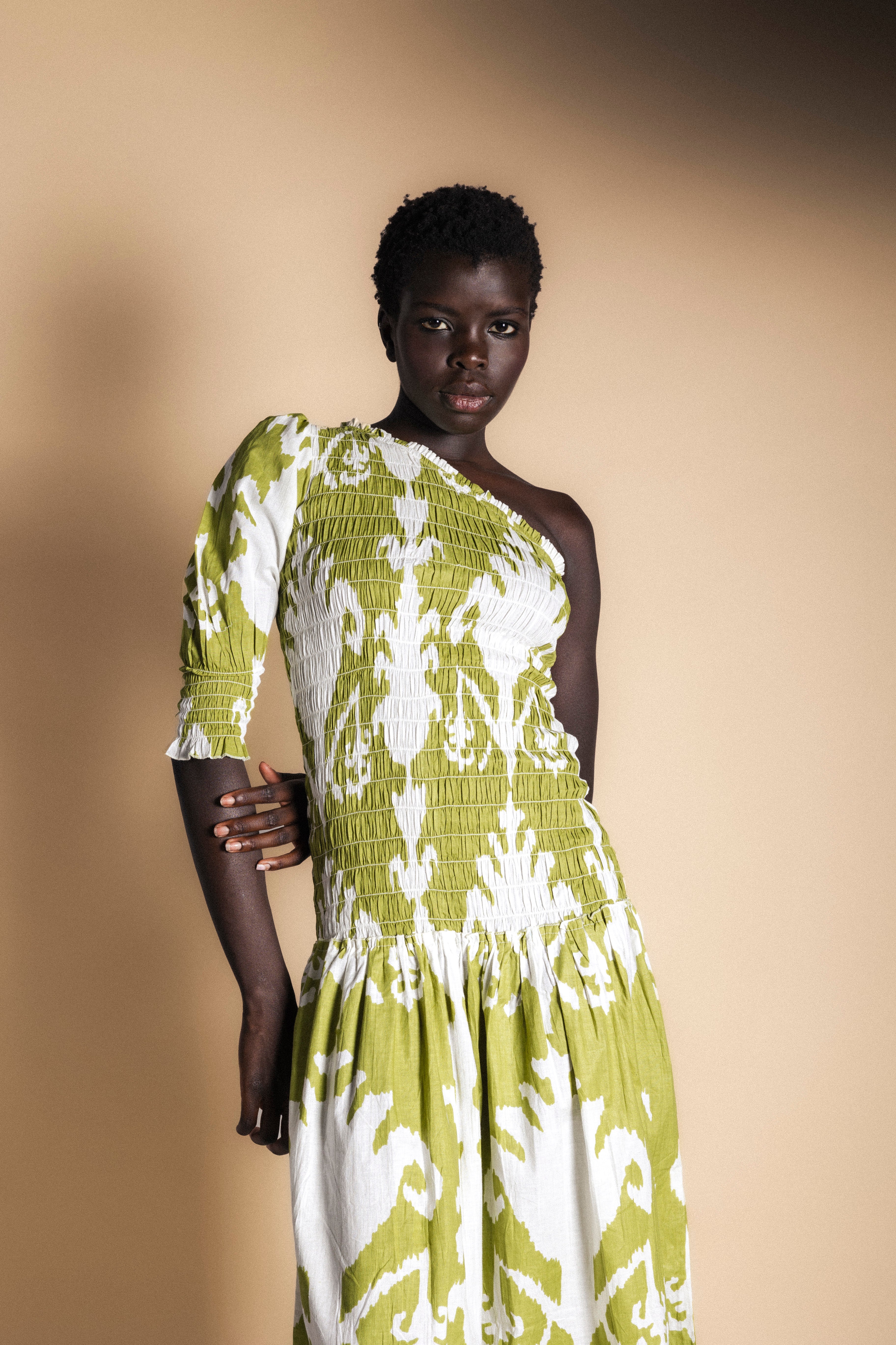 Vestido Adriana Ikat Green and White-The Nook Store